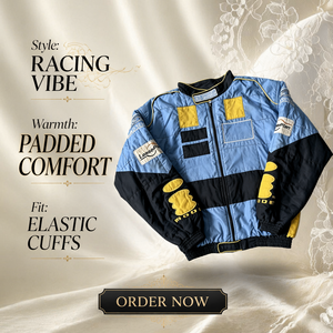 Vintage Racing <strong>Jacket</strong> Men Blue Black Color Block Sponsor Patches Zip up Motorcycle <strong>Jacket</strong> Retro <strong>Formula</strong> <strong>1</strong> Streetwear Bomber Coat - Product Image 1