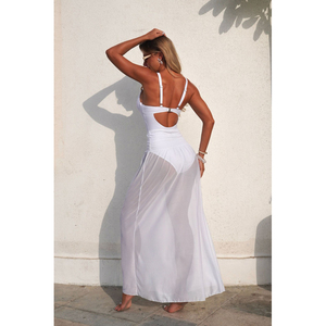 Maillot de bain une pièce sexy personnalisé à faible MOQ, couleur unie, pour vacances à la <span class=keywords><strong>plage</strong></span>, avec jupe longue - Product Image 5