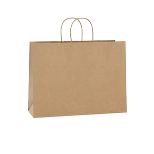 Bolsa de supermercado de papel Kraft ecológica <span class=keywords><strong>KM</strong></span> <span class=keywords><strong>42</strong></span>*12*31cm con asa, bolsa de embalaje de compras con logotipo impreso para uso en restaurantes de Deli Store - Product Image 3