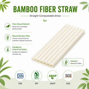 Pajitas rectas compostables impresas personalizadas, biodegradables, de bambú vegetal, desechables, para restaurantes y tiendas de bebidas. - Product Image 4