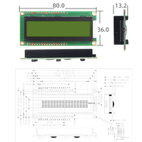 Modul LCD Karakter 2.3 Inci 16x2, Driver ST7066, Mode TN, Suhu Operasi 20-70C, Kecerahan 300cd/m2, Antarmuka 8-bit Langsung