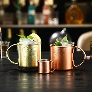 Bar Drinking Mug 450ml Moscow Mule Copper Mugs Stainless Steel 18/8 Beer Mug 100% Pure Solid Copper Cups