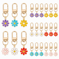 Lot de 20 porte-clés en émail motif marguerite, en alliage de zinc, avec mousqueton pivotant, breloque pour sac DIY, cadeau
