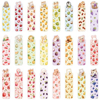 Marque-pages mignons en forme de fruits et d'animaux, marque-pages en papier estampés or, coffret cadeau de 24 pièces pour agenda, école, fête, ou comme cadeau.