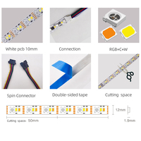 Bande LED WS2812 RGBCW 5050 Flexible CCT, éclairage intelligent à pixels adressables, PCB 12 mm, découpable, dimmable, IP33