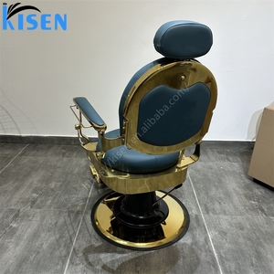Silla de Barbería Profesional KISEN, Estilo Vintage Dorado Retro, para Peluquería, Estilismo y Corte de Cabello para Hombres - Product Image 2