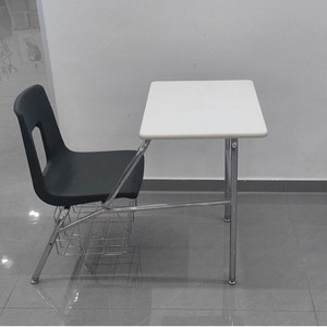 Ensemble bureau et chaise pour étudiant, plateau en MDF blanc, structure en métal, design moderne, mobilier scolaire, 94x60x70mm, durable - Product Image 1