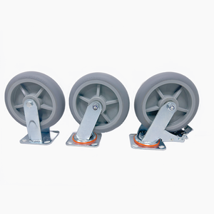 Aço rodízios direcionais 4 5 <span class=keywords><strong>6</strong></span> 8 polegadas plana universal rodízios com freios TPR rodízios de borracha mudo polias rodas do carrinho - Product Image 6