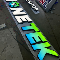 Enseigne néon personnalisée, lettres en relief LED lumineuses, lettres 3D éclairées par l'avant, face en acrylique, bordure en métal noir pour boutique