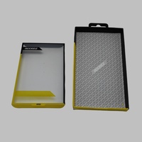 Boîte de vente au détail rigide en carton kraft biodégradable et écologique, personnalisée, avec couvercle transparent en PET de 2 mm, et en-tête personnalisée, recyclée pour les appareils mobiles