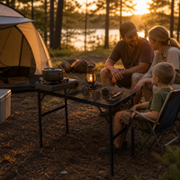 Nouvelle table pliante en alliage d'aluminium 8040 pour l'extérieur, portable, réglable en hauteur, résistante à la chaleur, avec grille en fil métallique pour barbecue et camping