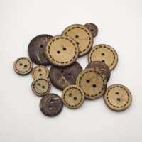 Boutons en coquille de noix de coco à 2 trous, gravés au laser, motif de couture sur le bord, ronds, naturels, écologiques, accessoires de couture pour vêtements et artisanat