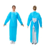 Grosir jubah gaun Cpe sekali pakai jubah pakaian pelindung tahan air plastik gaun isolasi jempol Loop celemek CPE sekali pakai