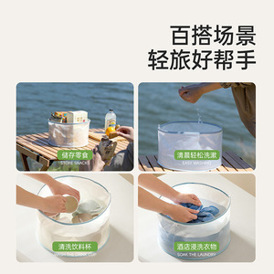Foldable Washbasin Outdoor Camping Vegetable Washing Travel Hotel Laundry Thickened Portable Round Basin - Product Image 5