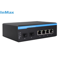 6 ports 4 + 2 ports InMax fabricant 9V 12V 24V 48V de convertisseur de médias de 4 ports convertisseur de média pour réseau pof convertisseur de médias