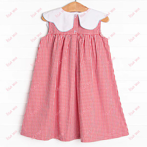 Conjunto de Vestidos a Juego para Hermanas del 4 de Julio, Vestidos Rojos a Cuadros para Niñas, Vestidos Bordados de Verano con Volantes Personalizados para Niñas Pequeñas - Product Image 4