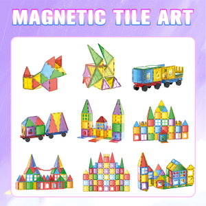 유아 아동용 교육 완구 DIY 자석 블록 세트, 투명 마그네틱 빌딩 블록 타일 어린이 자석 타일 장난감 - Product Image 5