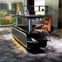 Mobilier de bureau italien de luxe Table élévatrice électrique noire en bois Bureau électrique debout pour chambre de patron