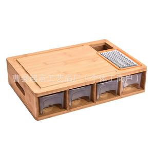 Tabla de cortar de madera con cajones, rallador de bambú multifunción para frutas y verduras, uso doméstico - Product Image 3