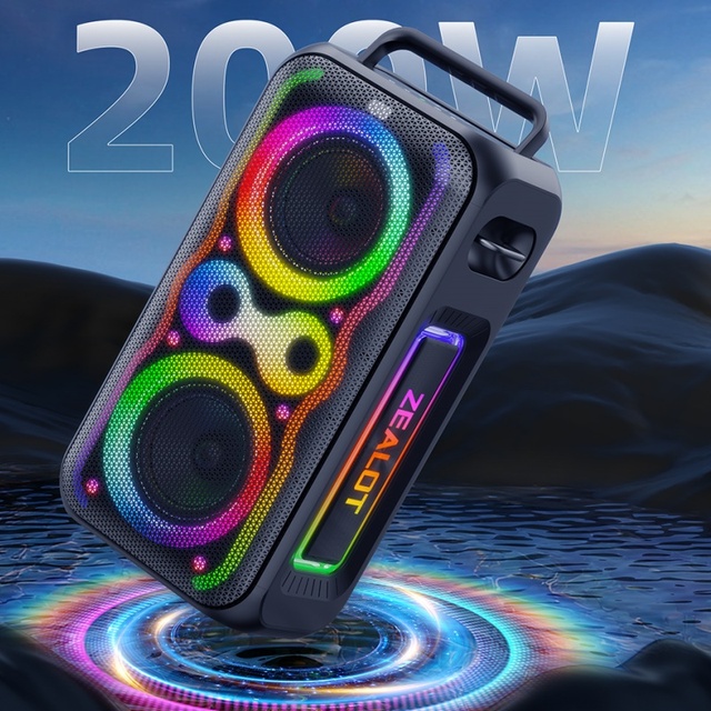 ZEALOT PT21 200W High Powered Outdoor Wireless Speaker Portable Bass Subwoofer Surround Sound Smart Active Karaoke Speaker
