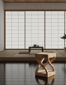 Taburete Escultural Moderno de Madera Suar, Hecho a Mano con Madera Sólida, Líneas Orgánicas, Tono Cálido, Estructura Robusta para Uso en Hoteles y Apartamentos - Product Image 4