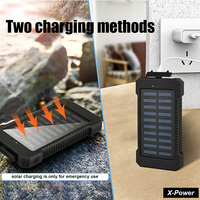Batterie externe solaire 10000 mAh, chargeur de téléphone portable, étanche, portable, pour l'extérieur, avec double lampe torche LED, boussole, antichoc SP3-10000