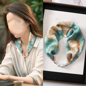 Sciarpa Collana Sottile in Seta Imitata con Perle e Diamanti, Stile Retrò, con Fibbia Autoaderente, per Donna e Bambina - Vendita all'Ingrosso - Product Image 3