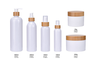 Mỹ Phẩm Gói Thiết Lập 250Ml Kem Jar 100Ml 150Ml 250Ml 500Ml Chai Nhựa Màu Trắng Với Phun Lotion Bơm Nắp Tre - Product Image 2