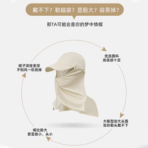 Sombrero de sol de ala ancha de seda helada para mujer con máscara facial, azul, para verano, pesca al aire libre, protección UV - Product Image 5