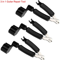 Alat Pengganti Senar Gitar 3-in-1 Grosir, Penggulung Senar Hitam untuk Gitar Bass Elektrik dan Gitar Akustik
