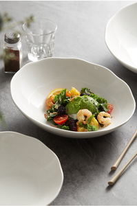 round Rock White Porcelain Rice Bowls with Stone Pattern Noodle <b>Soup</b> & Salad Bowls for Parties - Product Image 6