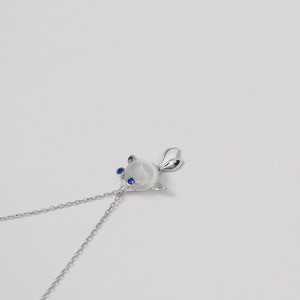 Fish Pendant Necklace Silver Tone Blue Eyes Animal Zodiac Clavicle Chain 10cm Extended - Product Image 4
