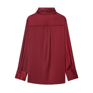 PB&ZA Donna 2026 Primavera Nuova Moda Camicette Monocolore <span class=keywords><strong>con</strong></span> Laccetti Vintage a Maniche Lunghe <span class=keywords><strong>con</strong></span> Bottoni Camicie Femminili Blusas Top Chic - Product Image 3