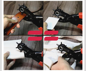 Pince à poinçonner rotative ergonomique YTH en cuir robuste, 6 tailles de trous, pour ceintures, bracelets de montre, sacs à main, chaussures, <span class=keywords><strong>réparation</strong></span> artisanale du cuir - Product Image 2