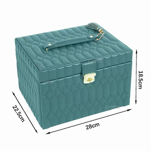 High Quality Jewelry Women Watch <b>Big</b> Case Box PU Leather Storage Jewelry Packaging <b>Suitcase</b> Box With Mirror - Product Image 2