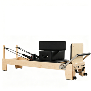 Cama de Pilates Reformer de Roble Macizo Blanco con Resortes de Resistencia Ajustables y Estructura de Madera para Estudio, Gimnasio en Casa y <span class=keywords><strong>Fisioterapia</strong></span> - Product Image 2