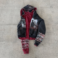Sudadera con capucha de corte holgado y largo, con cremallera completa, estilo streetwear, lavado ácido, vintage, reversible, corte cuadrado, estampado DTG, para fabricantes de ropa, venta al por mayor