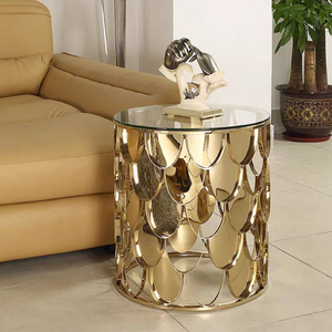 Série En Acier inoxydable Meubles Écaille de <span class=keywords><strong>Poisson</strong></span> de Couleur <span class=keywords><strong>D</strong></span>'<span class=keywords><strong>or</strong></span> de Conception Côté <span class=keywords><strong>Table</strong></span>, <span class=keywords><strong>Table</strong></span> <span class=keywords><strong>Basse</strong></span> Ronde - Product Image 5