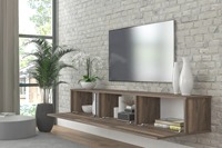 Meuble TV mural flottant en bois, style minimaliste moderne, pour téléviseurs jusqu'à 80 pouces, console multimédia de rangement pour salon