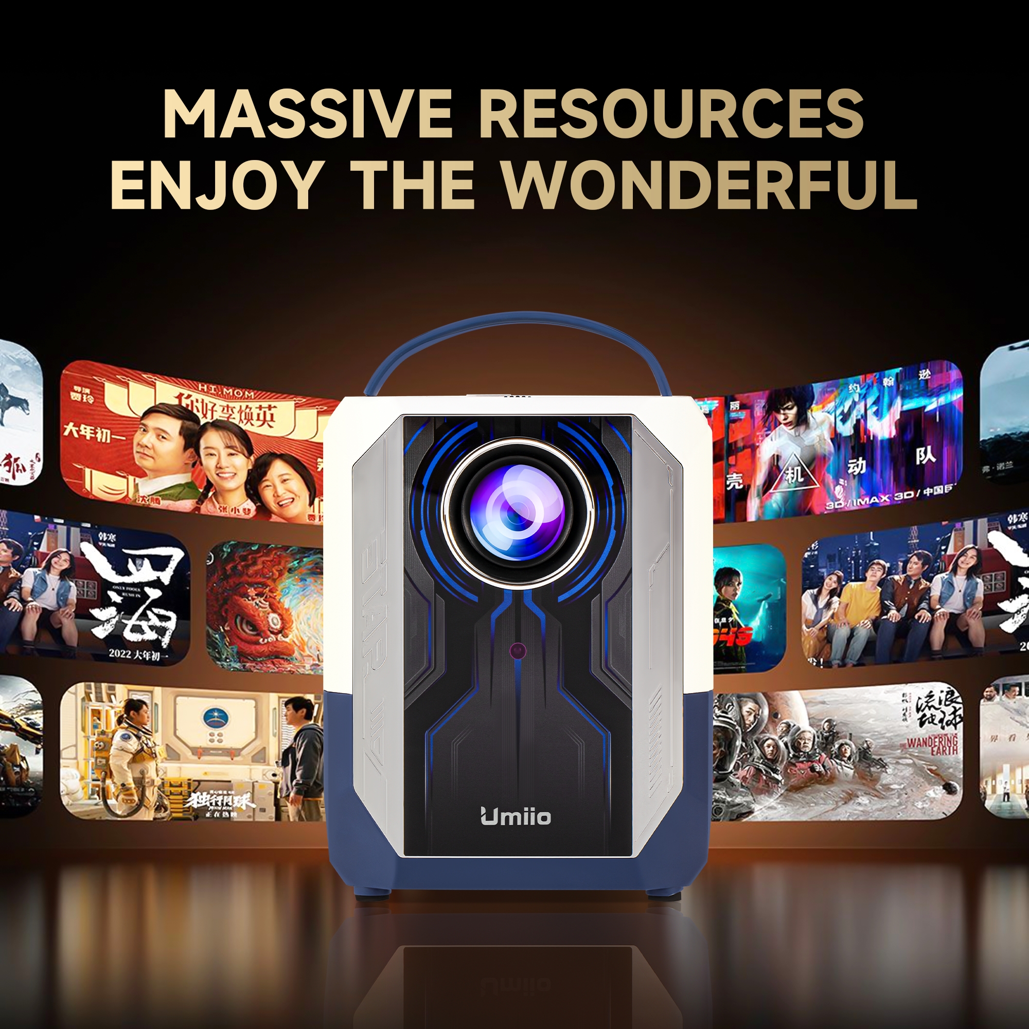 Umiio A600 Q5 Projector - Portable 4K HD Smart Home Theater