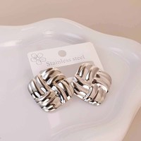 Anting-anting baja tahan karat bergaya punk Eropa-Amerika, tren terbaru, desain geometris tidak beraturan, perhiasan mode.
