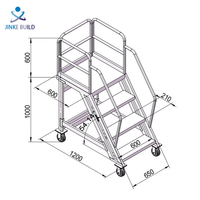 Échelle d'escalier mobile d'entretien personnalisée échelle de plate-forme de travail en aluminium extrudé