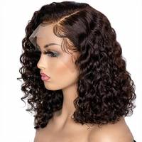 Perruque Courte Bouclée Marron Naturelle en Dentelle Transparente, Vente en Gros, Pas Cher, en Stock, Durable, Très Demandée pour l'Europe, l'Amérique et l'Afrique