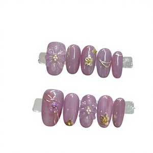 <span class=keywords><strong>Uñas</strong></span> postizas de lujo 3D <span class=keywords><strong>con</strong></span> <span class=keywords><strong>flores</strong></span> de diamante de gel acrílico para verano 2026, cuadradas, almendradas, de cobertura completa, hechas a mano, <span class=keywords><strong>cortas</strong></span>, <span class=keywords><strong>con</strong></span> pegamento, regalos para dedos. - Product Image 3