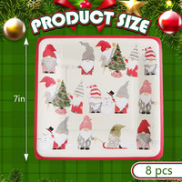 Assiettes en papier jetables écologiques carrées rouges imperméables avec impression mignonne du Père Noël pour fêtes, pique-niques et fêtes de fin d'année