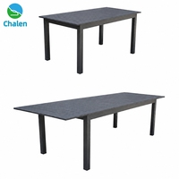 Table de salle à manger extérieure moderne, durable et extensible 180/240 cm |   Cadre entièrement en alliage d'aluminium |   Plateau en métal à lattes léger |   Cour intérieure