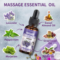 Huile essentielle de massage à la lavande, huile de massage corporel hydratante 60 ml pour tous types de peau, OEM ODM, étiquette privée, logo personnalisé, vente en gros
