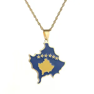 Collares con colgante de bandera del mapa de Albania para mujeres, niñas y hombres, joyería de cadena al por mayor