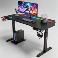 Bureau de jeu en fibre de carbone, bureau d'ordinateur à hauteur réglable motorisé, structure en acier robuste, poste de travail pour joueurs
