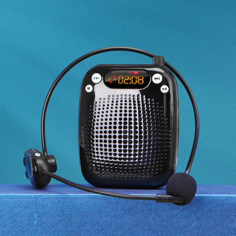 Megafon Amplifier suara Mini Bluetooth, Headset pengeras suara portabel dapat diisi ulang dengan mikrofon berkabel